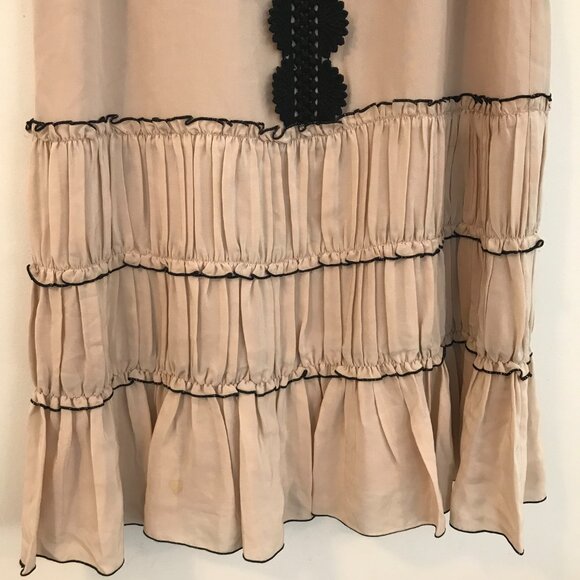 eci NEW YORK dress mini women's S/M silk beige/black tiered boho hippie Y2K - Picture 2 of 9